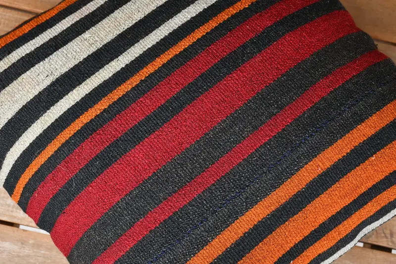 Authentic Cushion Case, 18x18 Orange Pillow, Cushion Cover, Boho Pillow, Turkish Pillow, Kilim Cushion Sham - 4
