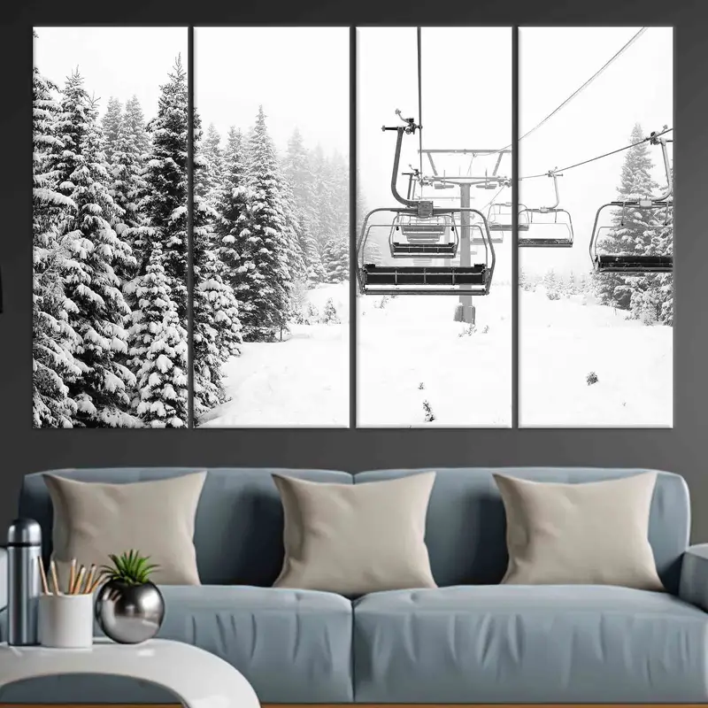 Spruce Trees Print, Winter Landscape Canvas, Winter View Wall Art, Skier Gift, Ski Resort Decor, Winter Canvas Art, Canvas Wall Art, - 5