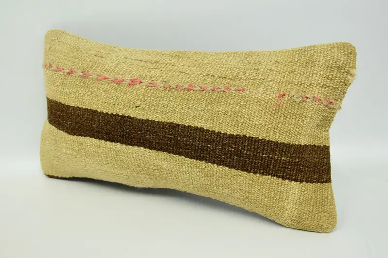Antique Pillows, 8x16 Beige Cushion, Turkish Kilim Pillow, Yoga Pillow Cover, Office Chair Pillow Cover, Interior Designer Pillow, Cushion Cover - 4