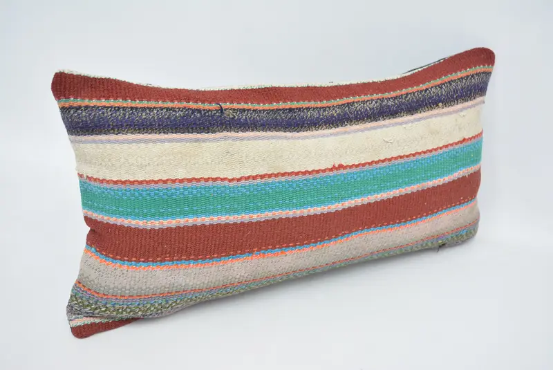 Natural Cushion, Cushion, Handmade Kilim Cushion, Turkish Kilim Pillow, Ikat Cushion Cover, 12x24 Green Cushion, Vintage Kilim Throw Pillow - 3