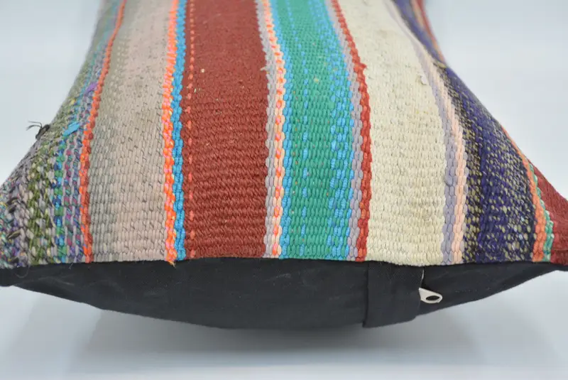 Natural Cushion, Cushion, Handmade Kilim Cushion, Turkish Kilim Pillow, Ikat Cushion Cover, 12x24 Green Cushion, Vintage Kilim Throw Pillow - 5