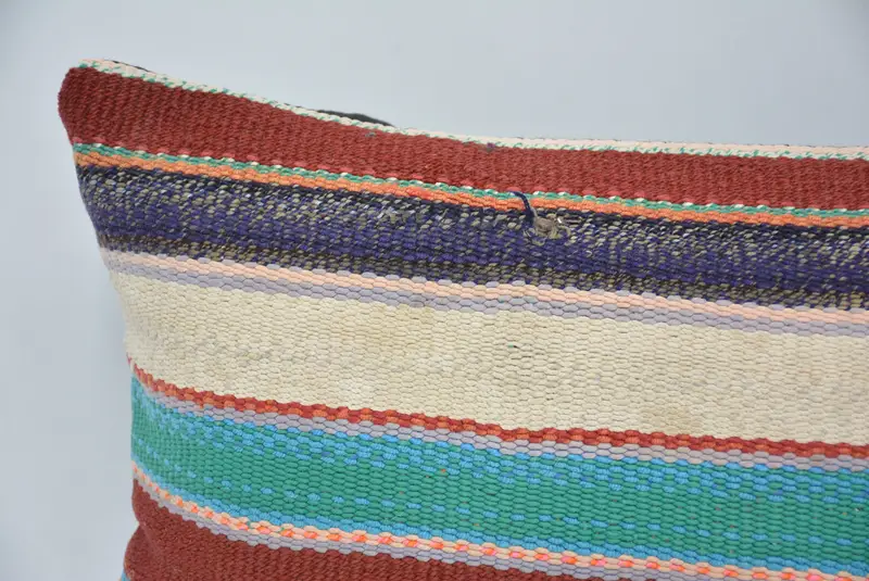 Natural Cushion, Cushion, Handmade Kilim Cushion, Turkish Kilim Pillow, Ikat Cushion Cover, 12x24 Green Cushion, Vintage Kilim Throw Pillow - 2