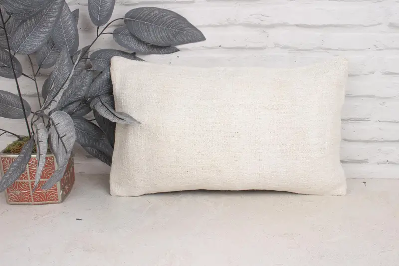 Kilim Pillow, 12x20 White Pillow Sham, Bench Pillow Cover, Cushion, Antique Pillows, Ikat Cushion Case, Comfy Throw Pillow, Interior Designer Pillow - 1