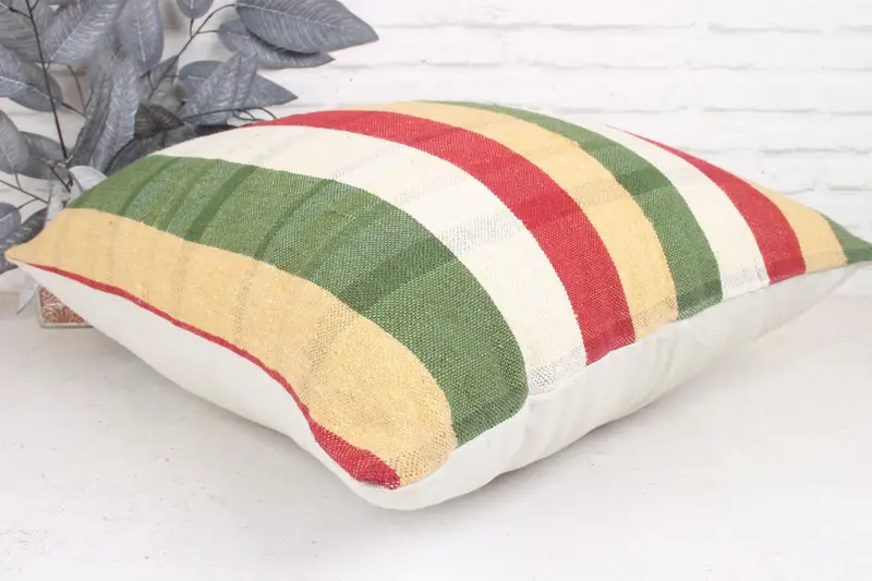 Vintage Cushion, 24x24 Green Cushion Cover, Pillow Sham, Gift Pillow, Boho Pillow, Comfy Throw Pillow Cover, Ethnical Kilim Rug Pillow - 6