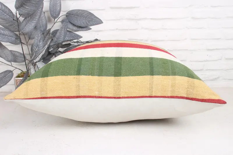Vintage Cushion, 24x24 Green Cushion Cover, Pillow Sham, Gift Pillow, Boho Pillow, Comfy Throw Pillow Cover, Ethnical Kilim Rug Pillow - 5