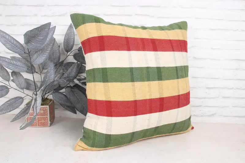 Vintage Cushion, 24x24 Green Cushion Cover, Pillow Sham, Gift Pillow, Boho Pillow, Comfy Throw Pillow Cover, Ethnical Kilim Rug Pillow - 3