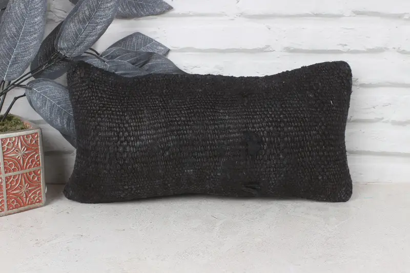Gift Pillow, 8x16 Gray Pillow Cover, Patio Pillow, Kilim Cushion Sham, Cushion Cover, Turkish Corner Cushion, Throw Kilim Pillow - 1