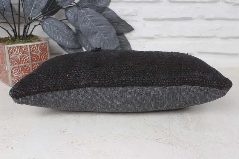 Gift Pillow, 8x16 Gray Pillow Cover, Patio Pillow, Kilim Cushion Sham, Cushion Cover, Turkish Corner Cushion, Throw Kilim Pillow - 5