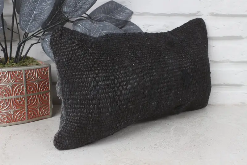 Gift Pillow, 8x16 Gray Pillow Cover, Patio Pillow, Kilim Cushion Sham, Cushion Cover, Turkish Corner Cushion, Throw Kilim Pillow - 4