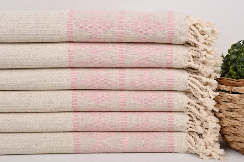 Wedding Hand Made Gift, Quick-dry towel, Turkish Towel USA, 70x36 Linen Kilim Design Towel, Valentines Day Gift Idea, Large Turkish Towel - 2