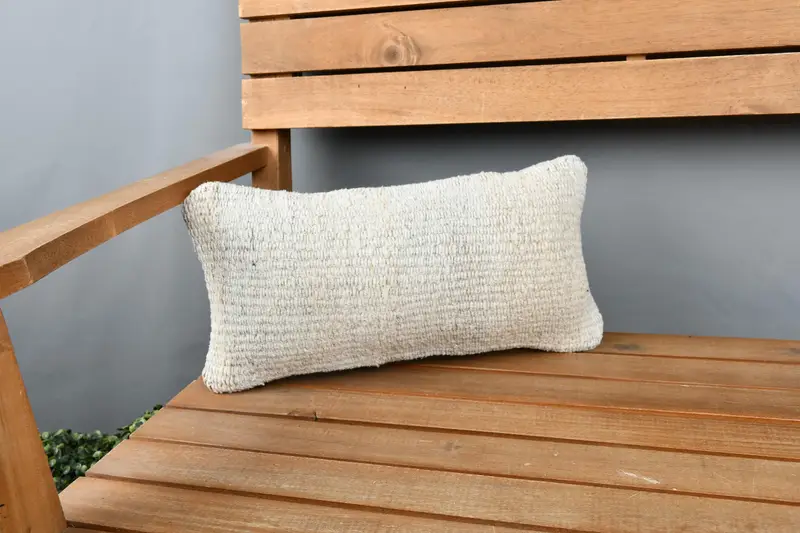Almohada Kilim, cubierta de almohada de color beige 8x16, caja de cojín, almohada de diseñador de interiores, almohada de almohada azteca, almohada de alfombra de kilim étnico, cojín de tiro al aire libre - 1