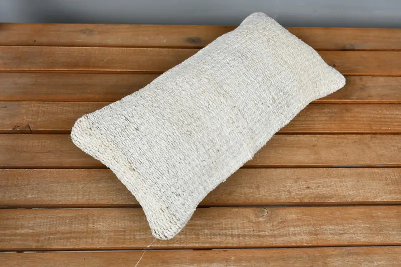 Almohada Kilim, cubierta de almohada de color beige 8x16, caja de cojín, almohada de diseñador de interiores, almohada de almohada azteca, almohada de alfombra de kilim étnico, cojín de tiro al aire libre - 2