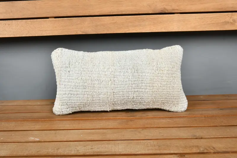 Almohada Kilim, cubierta de almohada de color beige 8x16, caja de cojín, almohada de diseñador de interiores, almohada de almohada azteca, almohada de alfombra de kilim étnico, cojín de tiro al aire libre - 6