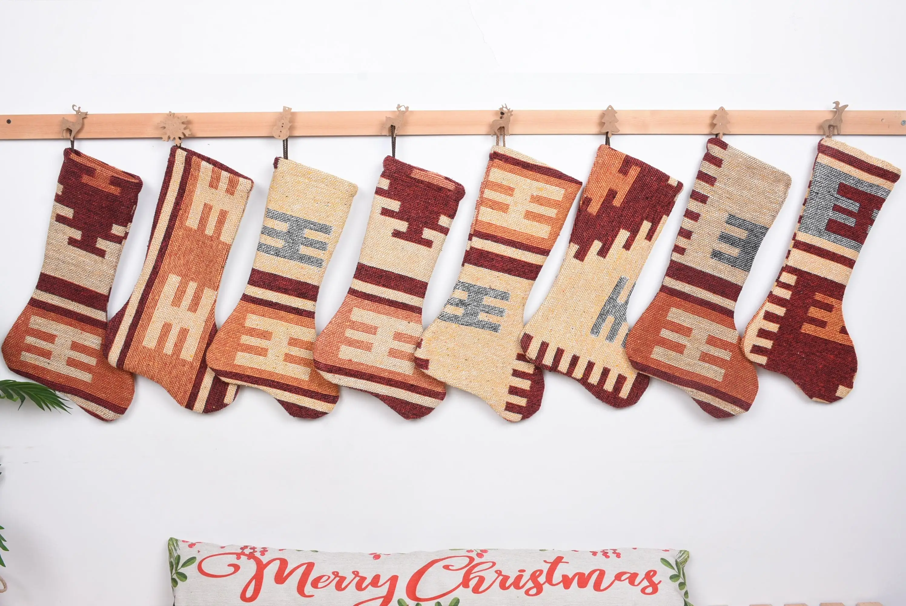 Festive Christmas Ornaments Pattern, 7-Inch Christmas Stocking - 1