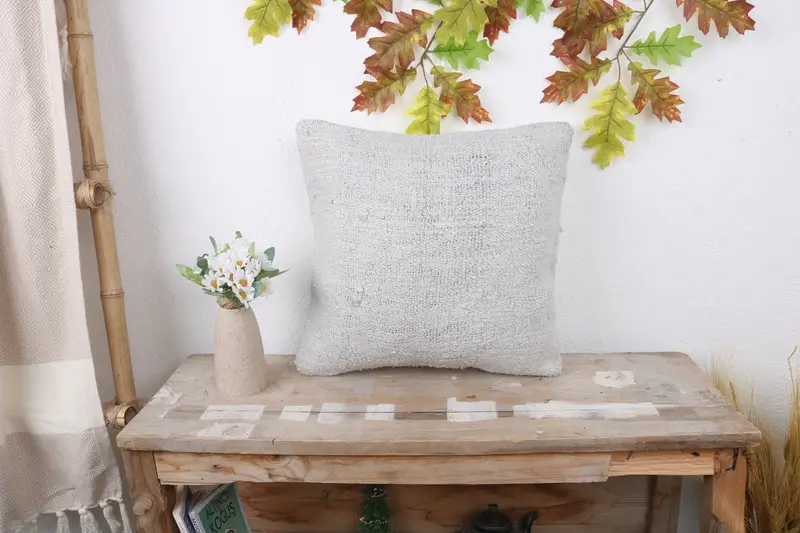 Gift Pillow, 16x16 White Pillow Cover, Cushion, Ottoman Cushion Cover, Interior Designer Pillow, Accent Throw Pillow, Boho Pillow - 1