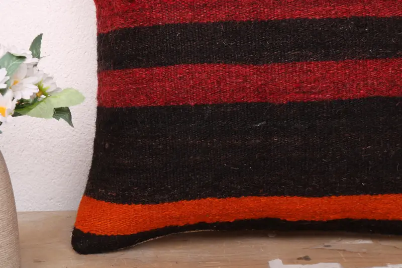 Vintage Kilim Pillow, Square Throw Cushion Case, Pillow Sham, Vintage Kilim Throw Pillow, 16x16 Brown Pillow, Handmade Kilim Cushion - 3