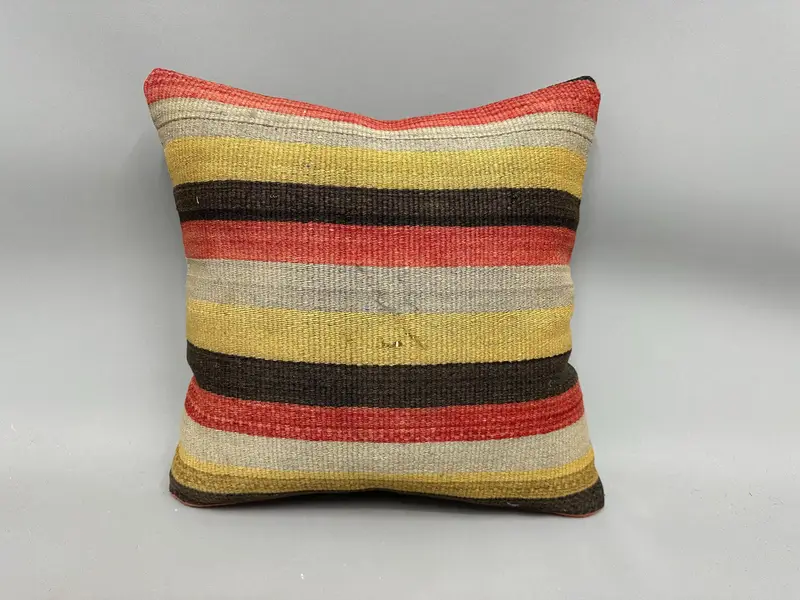 18x18 Red Pillow Cover, Decorative Throw Pillow Sham, Pillow Case, Kilim Cushion Sham, Turkish Kilim Pillow, Turkish Pillow, Ottoman Cushion Case - 4