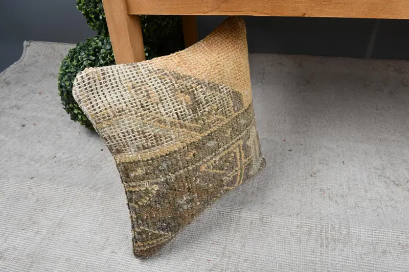 Luxury Cushion, Retro Cushion, Pillow Sham, 14x14 Orange Pillow Sham, Vintage Kilim Throw Pillow, Turkish Pillow, Authentic Pillow, Antique Pillows - 7
