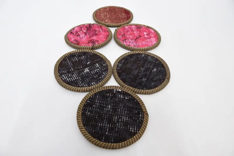 Elegant Pink and Gray Coasters, Premium Glass Pad Coasters