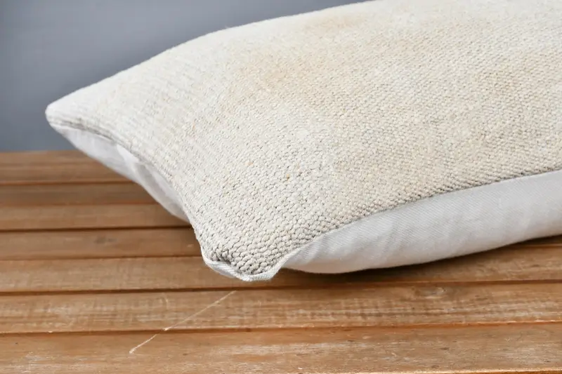 Boho Throw Pillow, Handmade Kilim Cushion, Antique Pillows, 12x24 Beige Pillow Sham, Ethnical Kilim Rug Pillow, Pillow Case - 4