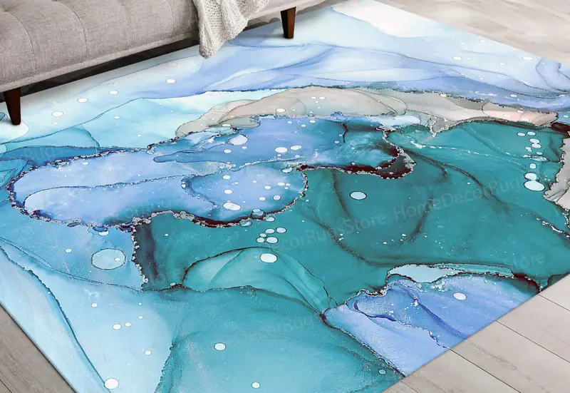 エレガントなプリントラグ：贅沢な暮らしのためのモダンな大理石デザイン