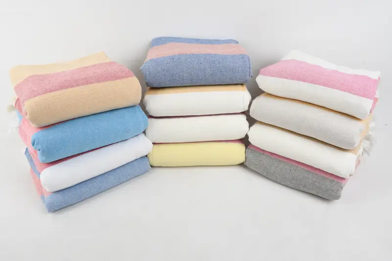 Bridal Shower Favors, 70x36 Cotton Striped Terry Towel, Wedding Anniversary Gift, Turkish Towel USA, Best Friend Gift Ideas, Embroidered Towel - 3