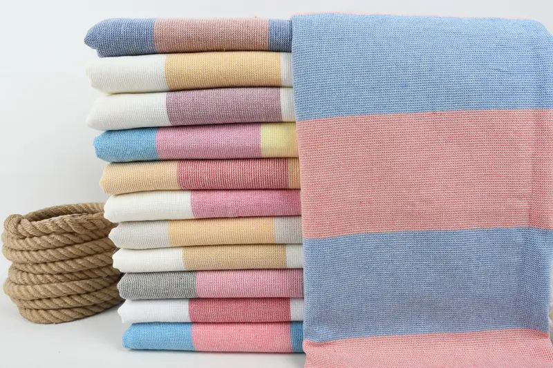 Bridal Shower Favors, 70x36 Cotton Striped Terry Towel, Wedding Anniversary Gift, Turkish Towel USA, Best Friend Gift Ideas, Embroidered Towel - 1