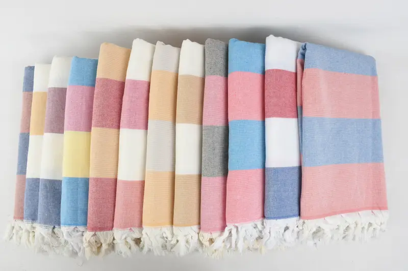 Bridal Shower Favors, 70x36 Cotton Striped Terry Towel, Wedding Anniversary Gift, Turkish Towel USA, Best Friend Gift Ideas, Embroidered Towel - 2