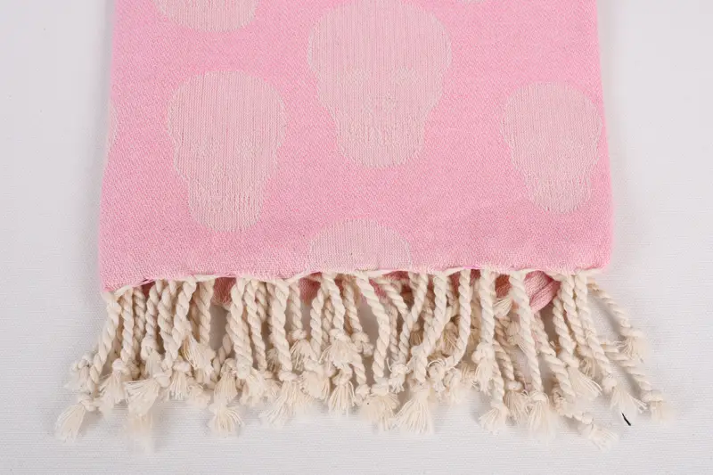 68x36 Cotton Skull Patterned Towel, Customized Towels, Home Decor Gifts, Lightweight Turkish towel, Turkish beach towel with fringe, Bridesmaid Gift - 3