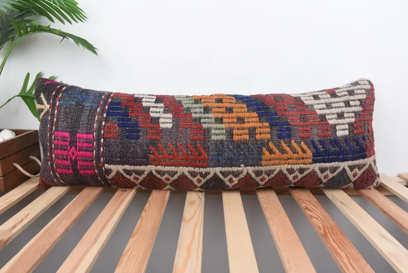 Regenbogen-Southwestern-gesticktes Kissen, handgemachtes Vintage-Wurfkissen