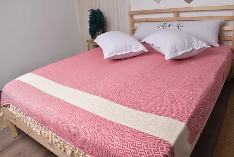 Thanksgiving Tablecloth, Throw Blanket for Bed, Woven Blanket, 96x80 Cotton Diamond Towel, Gift For Wedding Day, Bridal Shower Gift, Turkish Blanket - 8