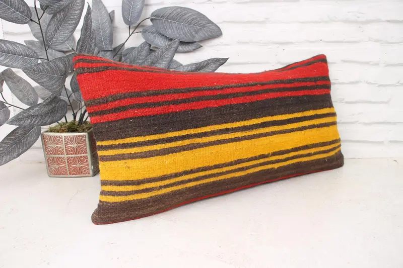 Boho Pillow Sham Cover, Pillow Cover, Personalized Gift Pillow Pillow, 12x24 Red Pillow, Turkish Pillow, Boho Pillow, Bench Cushion - 3