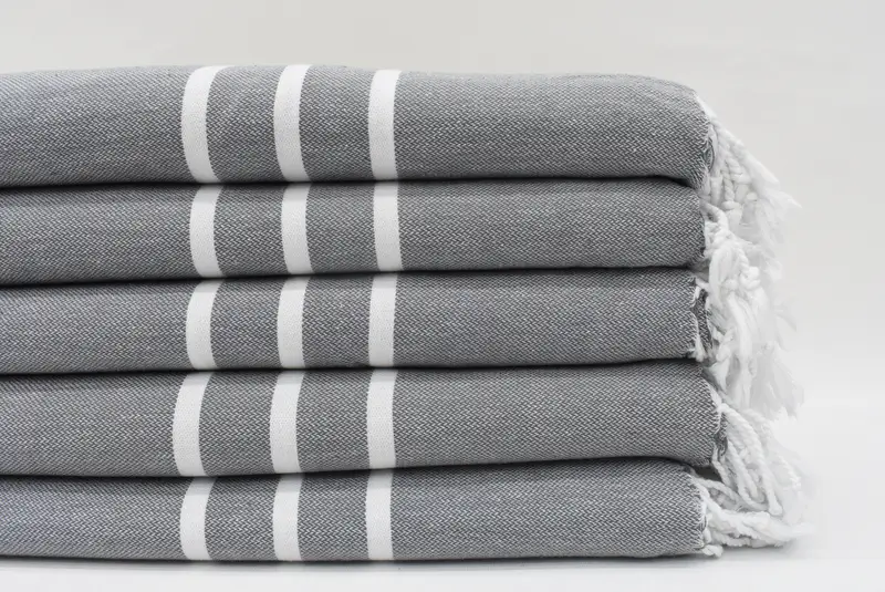 Bachelorette Party Favors Organic Cotton Gray Striped Towel, 70x40 Inches