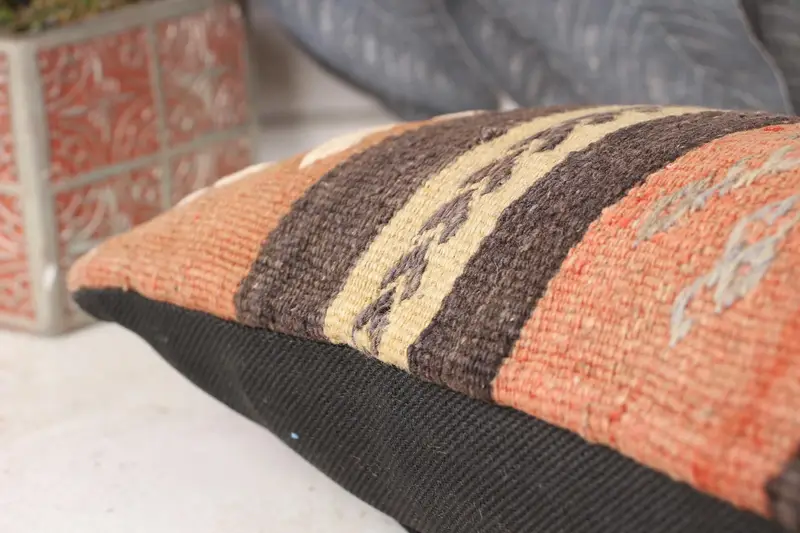 Kilim Cushion Sham, 8x16 Brown Pillow Cover, Antique Pillows, Christmas Pillow Cover, Bed Pillow Cover, Cushion Case, Boho Pillow Sham Cover - 7