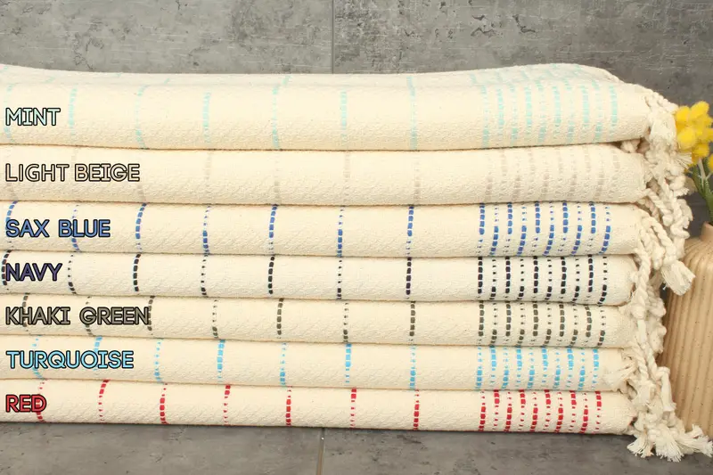 Cotton Dish Towel Personalized Striped Monogram, Organic, 18x36 Inches