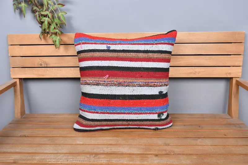 Antique Pillows, Pillow Sham, Interior Designer Pillow, 20x20 White Pillow, Seat Pillow Sham, Bright Pillow, Kilim Pillow, Pattern Throw Pillow Sham - 6