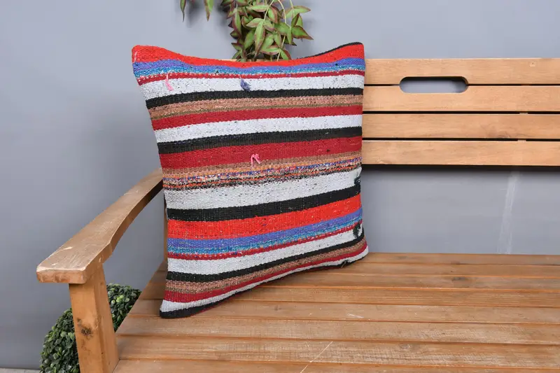 Antique Pillows, Pillow Sham, Interior Designer Pillow, 20x20 White Pillow, Seat Pillow Sham, Bright Pillow, Kilim Pillow, Pattern Throw Pillow Sham - 1
