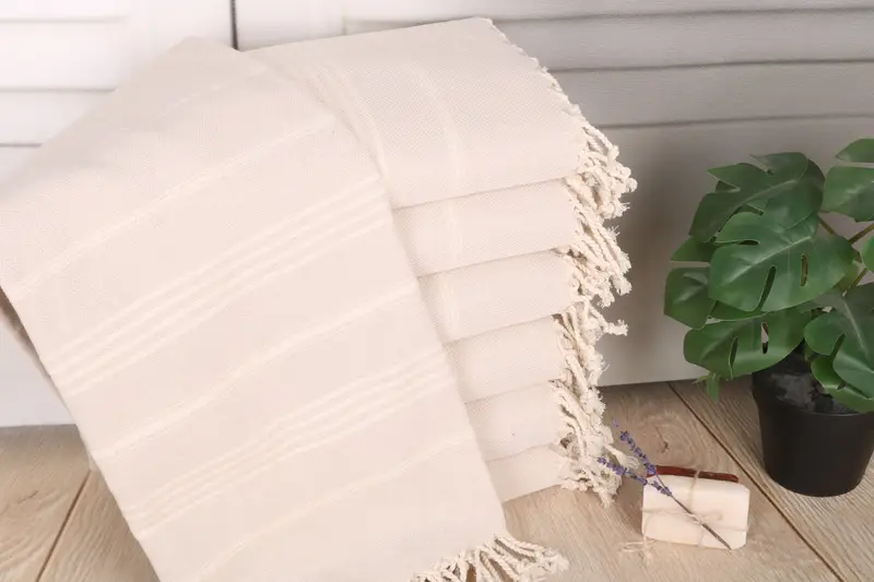 Summer Gift Custom Beige Striped Towel, 40x67 Inches