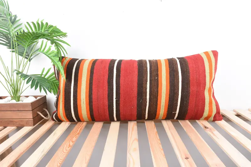 Ikat Pillow Case, Aztec Cushion Case, Gift Pillow, Boho Pillow Sham Cover, Pillow Sham, 16x36 Red Pillow Case, Pillow for Couch - 1