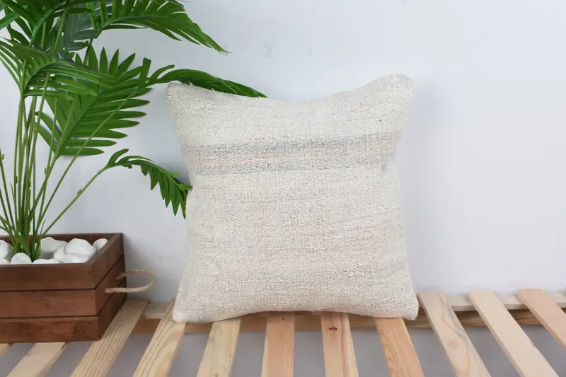 Pillow, Personalized Gift Pillow Pillow Cover, 16x16 White Cushion Case, Throw Kilim Pillow, Kilim Pillow Cover, Interior Designer Pillow - 1