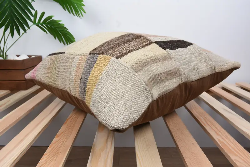 Handmade Kilim Cushion, Kilim Cushion Sham, Home Decor Pillow, Bohemian Cushion Pillow Case, Cushion Case, 20x20 Bronze Pillow Case - 6