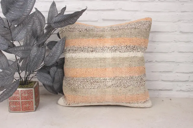 Anatolian Pillow Sham, Turkish Pillow, Cushion Case, Turkish Kilim Pillow, 18x18 Green Cushion Case, Handmade Kilim Cushion - 1