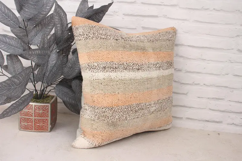 Anatolian Pillow Sham, Turkish Pillow, Cushion Case, Turkish Kilim Pillow, 18x18 Green Cushion Case, Handmade Kilim Cushion - 3