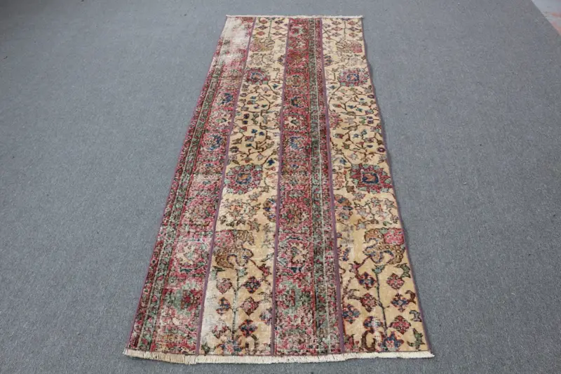 Alfombra Floral y Geométrica Roja 90x220cm Decoración Elegante