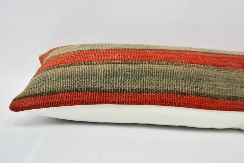Kilim Rug Pillow, Pillow Case, Pillow for Couch, Vintage Pillow, Pillow for Sofa, 12x36 Red Cushion Case, Natural Cushion, Customized Cushion Cover - 5