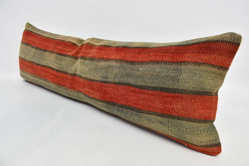 Kilim Rug Pillow, Pillow Case, Pillow for Couch, Vintage Pillow, Pillow for Sofa, 12x36 Red Cushion Case, Natural Cushion, Customized Cushion Cover - 4