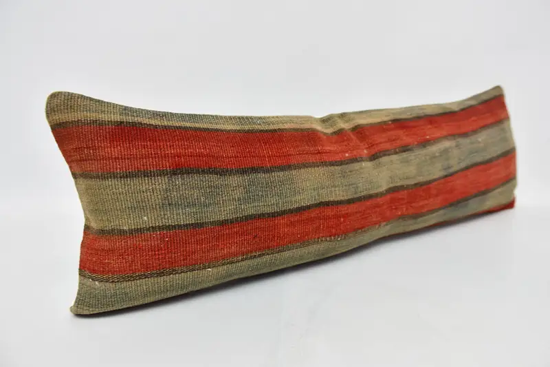 Kilim Rug Pillow, Pillow Case, Pillow for Couch, Vintage Pillow, Pillow for Sofa, 12x36 Red Cushion Case, Natural Cushion, Customized Cushion Cover - 3
