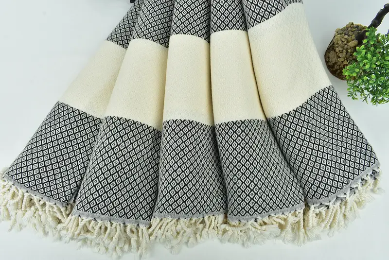 Valentines Day Gift Idea, 70x36 Linen Diamond Towel, Monogram Beach Towel, Luxury towel, Soft and absorbent Turkish towel, Bridal Shower Gift - 4