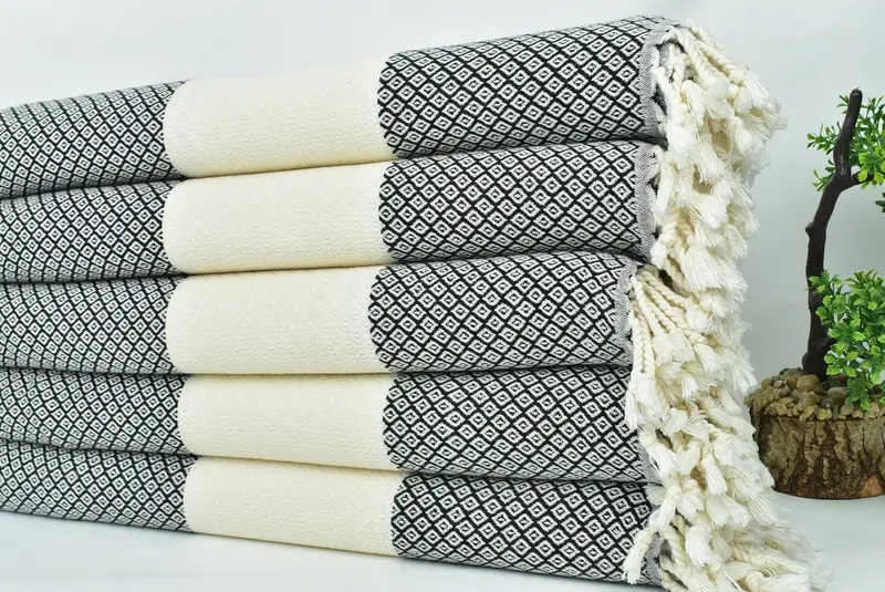 Valentines Day Gift Idea, 70x36 Linen Diamond Towel, Monogram Beach Towel, Luxury towel, Soft and absorbent Turkish towel, Bridal Shower Gift - 3