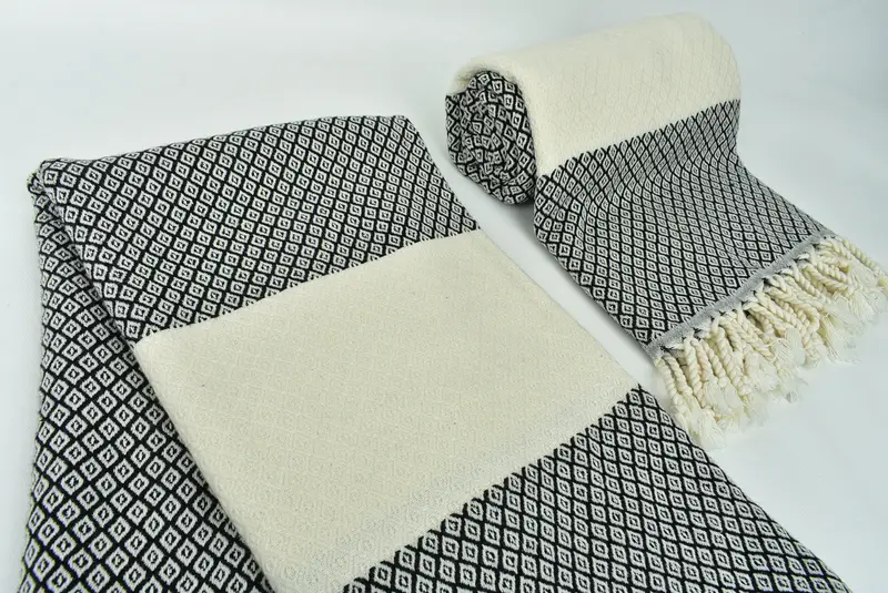 Valentines Day Gift Idea, 70x36 Linen Diamond Towel, Monogram Beach Towel, Luxury towel, Soft and absorbent Turkish towel, Bridal Shower Gift - 7
